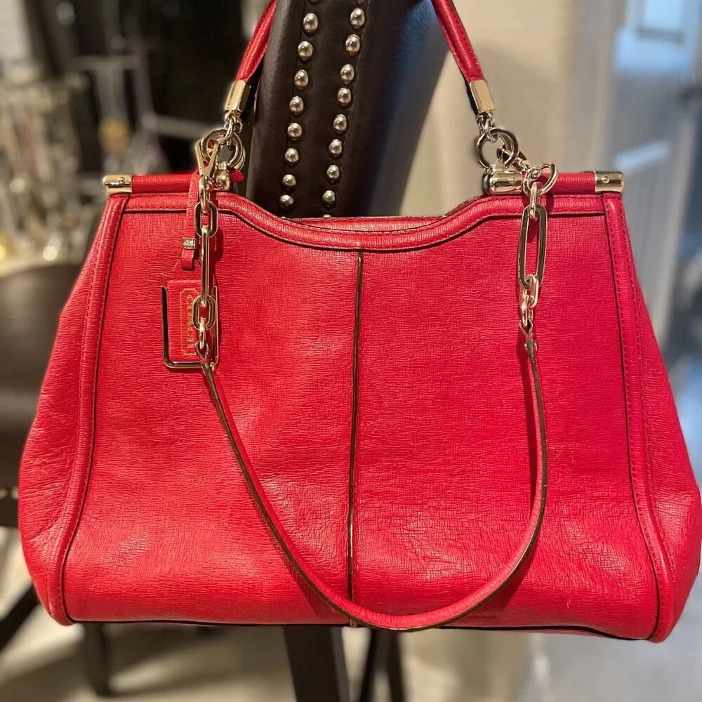 Authentic Coach Madison Cherry/ Red Satchel/Shoulder Bag - Picture 8 of 14